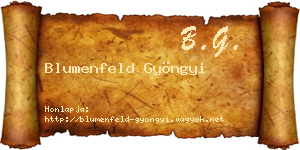 Blumenfeld Gyöngyi névjegykártya